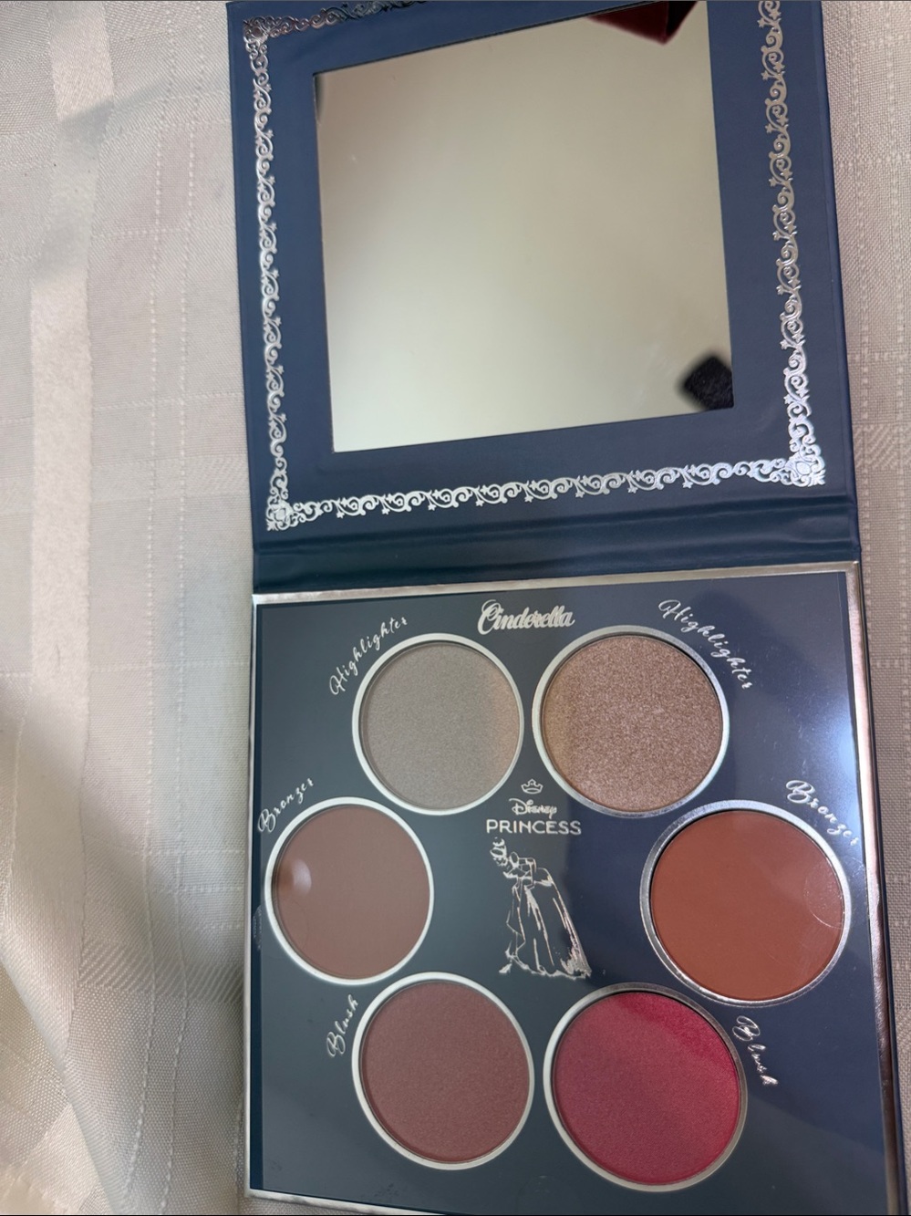 Disney Cinderella Palette - Navy Blue, Silver, Brown, Peach, Mauve, Pink